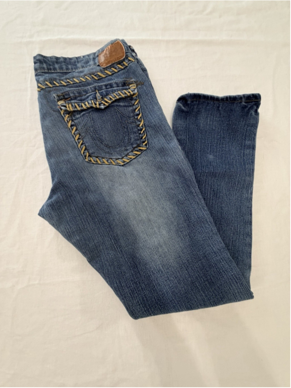 Ping Premium Women’s Jeans Size 14 Blue Straight Leg Whip Stitch Stretch Y2